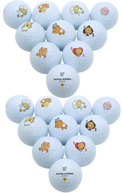 카카오프렌즈골프 유니크에픽 혼합 골프 로스트볼 특S+급, 화이트, 1개, 20개입