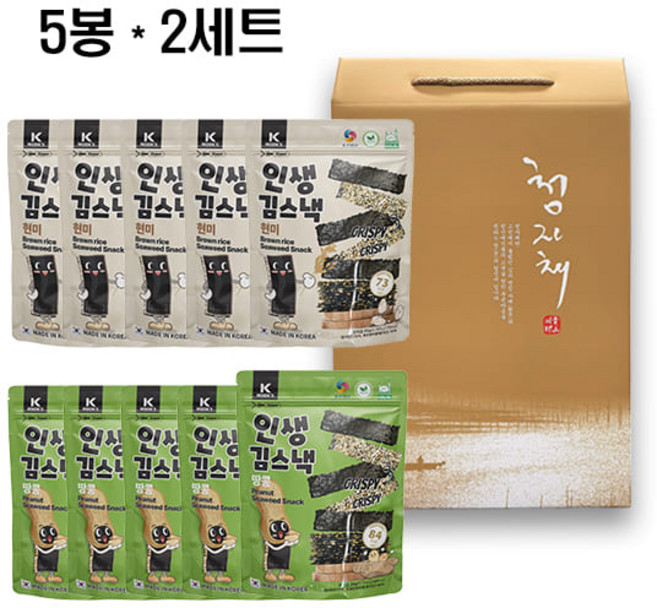 청산에 김스낵 1호 선물세트 [김스낵20g 현미5봉*땅콩5봉], 1개