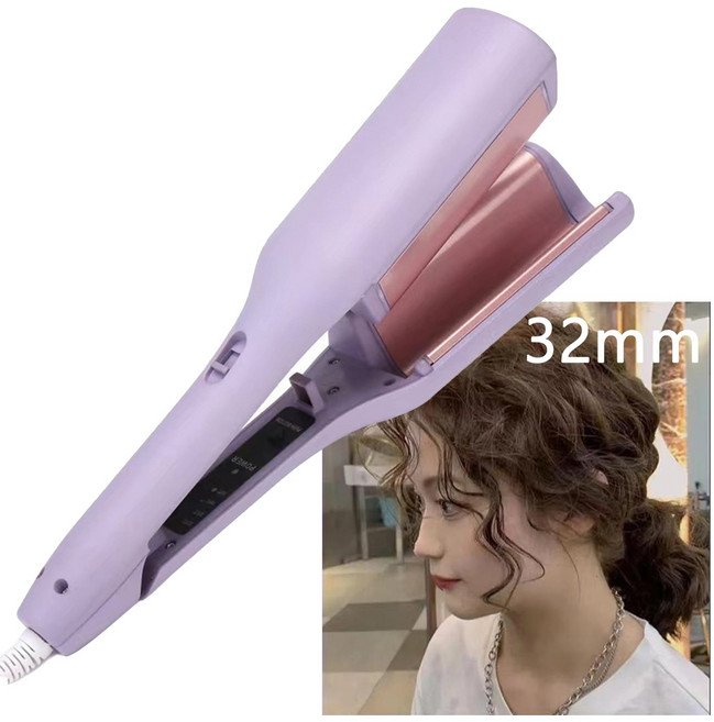 휴대용 물결펌고데기 32mm 멀티 스타일링 고데기 4단계 온도조절 음이온 헤어 케어 웨이브, 보라색