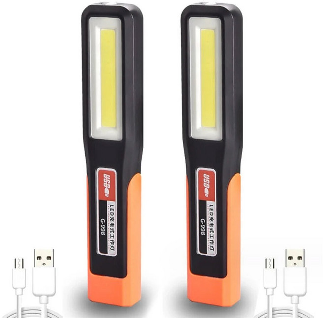 강력한 COB LED 경고 LIGH 램프 차고 정비사 충전식 토치 자기 자동차 USB 작업 조명 비상 손전등, 2pcs, 01 확대