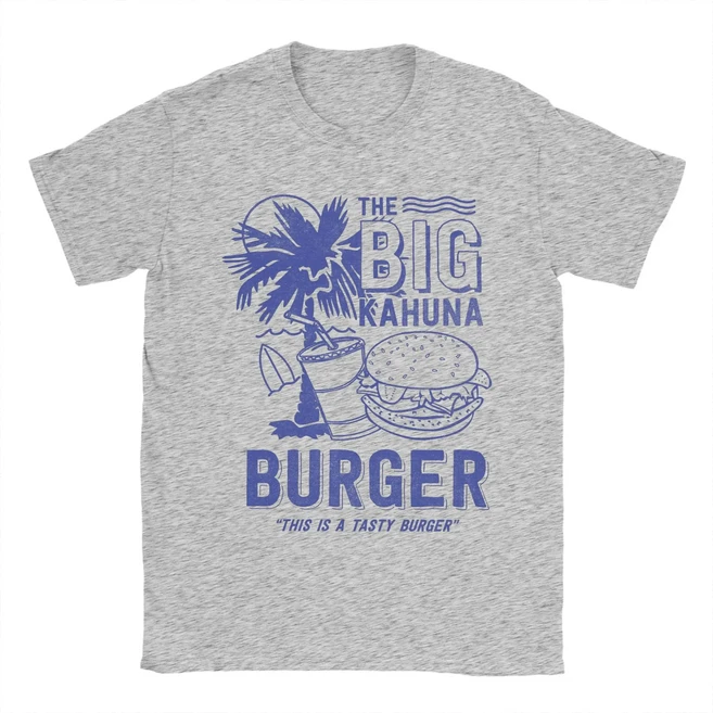 남성 티셔츠 The Big Kahuna Burger Pulp Fiction 쿨 코튼 티셔츠 Quentin Tarantino 티셔츠 크루 넥 의류, 02 L, 06 회색