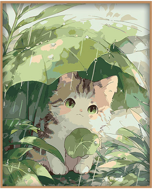 코지하루 DIY 명화그리기 유화 그림 그리기 아크릴화, 비와 고양이A 30x40 (A266), 1개