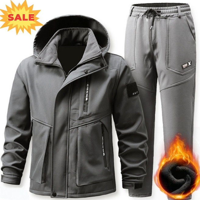 ZAJA 남자 기모 재킷 바지 투피스 봄 가을 겨울 방풍 방수 방한 세트