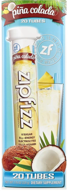 Zipfizz 에너지 드링크 믹스 피나콜라다 튜브 20개 각 11g(0.39oz) Zipfizz (집피즈), 1개 - 쿠팡