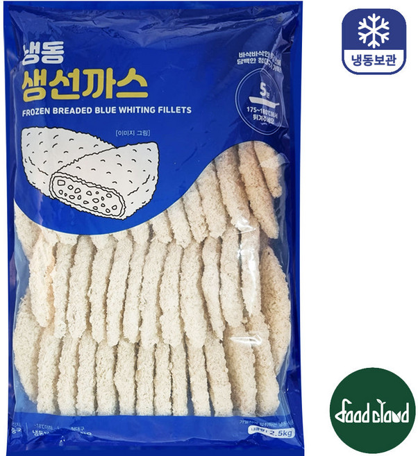 냉동 생선까스 대구 순살 흰살 대구까스 생선가스 커틀렛 어린이반찬, 1개, 2.5kg