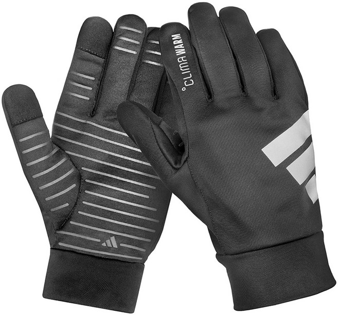 아디다스 풀핑거 엘리트 러닝 방한 장갑 축구 헬스 글러브 스마트폰 터치 등산 자전거 겨울, 1개, 블랙