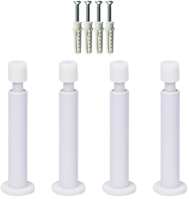 스프링 도어 완충 방문 스토퍼 4개입 세트 + 설치 피스 칼블럭, 화이트, 1세트