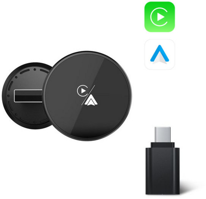 와이피 차량용 무선 안드로이드 오토 카플레이 호환 USB-A / Type-C 지원 원클릭 블루투스 연결, 블랙, YP-CA30