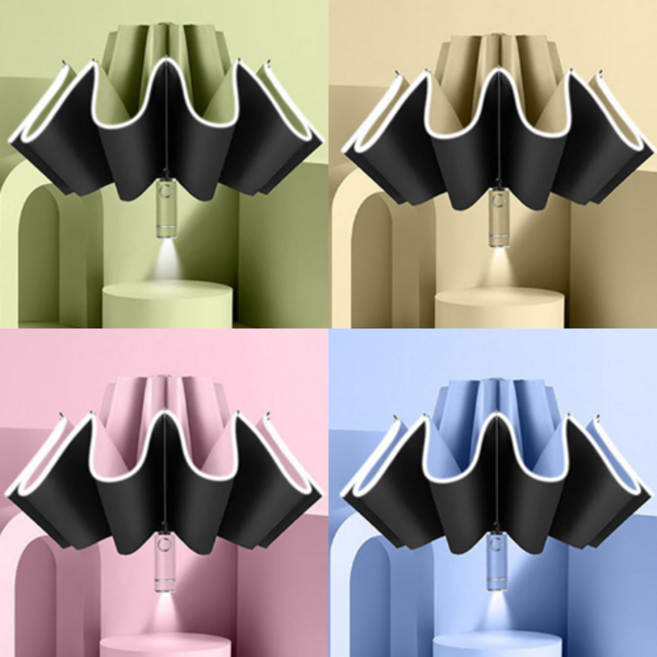 비온스 꺼꾸로 3단 접는 자동 거꾸로 우산 LED 조명