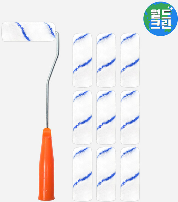 월드크린 이지 페인트 롤러대 4호 75mm+이지 리필 4호 100mm 10p 로라 도배 미장 도장 셀프 페인팅, 이지페인트롤러대4호+이지리필4호10p, 혼합색상