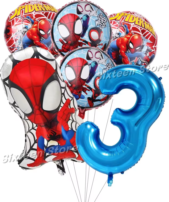 슈퍼히어로 피터 파커 그웬 스파이더맨 생일 풍선 장식 헐크 라텍스 용품, 01 as shown, 12 5PCS balloonsA-3