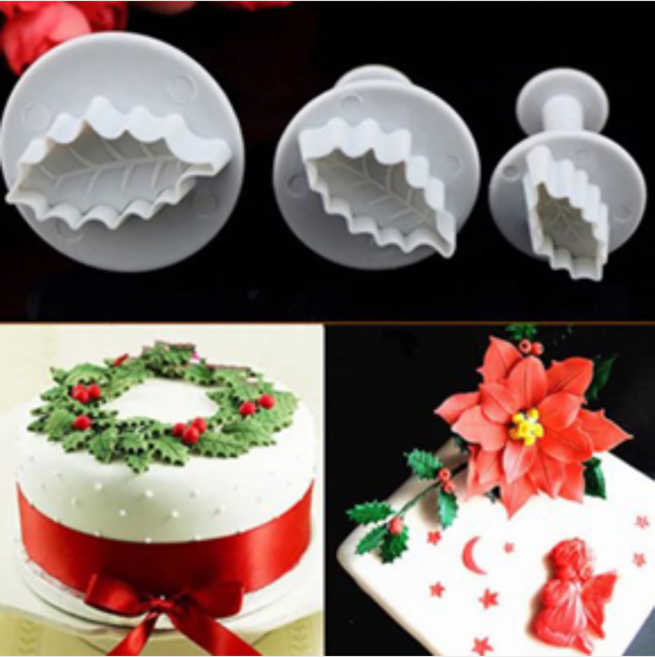 엠보싱커터기(홀리잎3종) 소 중 대 / 10 x 20 mm / 17 x 29 mm / 20 x 37 mm /플런저커터 / 슈가크래프트, 1개