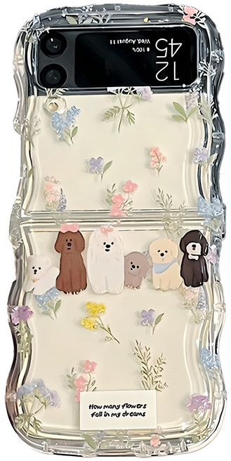 비비파이 핸드페인팅 도그 투명 휴대폰 케이스