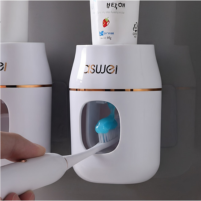 asuuei 무타공 자동 치약 짜개 디스펜서, 화이트, 1개