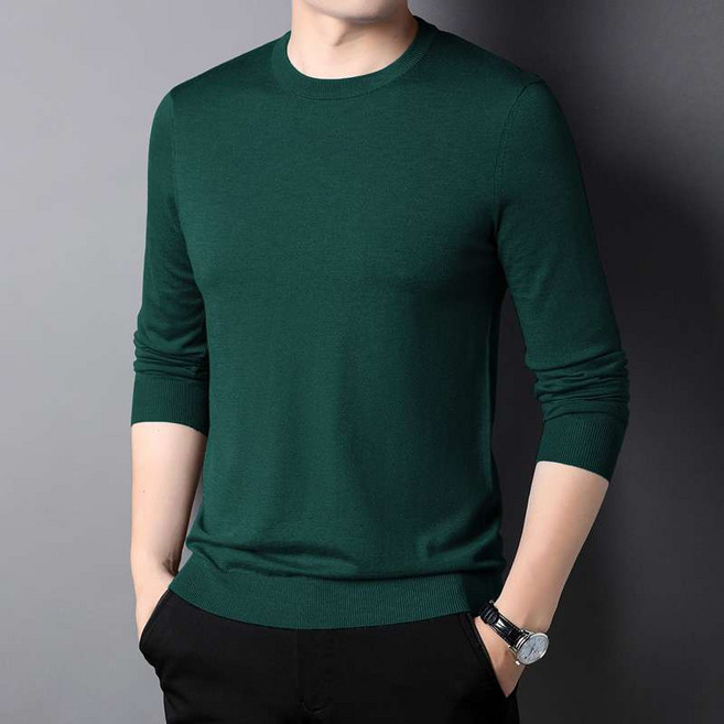 봄 가을 남성 니트티 캐주얼 라운드 니트 티셔츠 슬림핏 얇은 니트 패션 남자 니트 긴팔티 CJJ