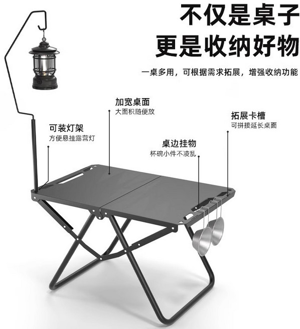可折疊戰術桌 多功能野餐桌 露營輕量化 便攜小茶桌, 可折疊戰術桌-黑色, 黑色