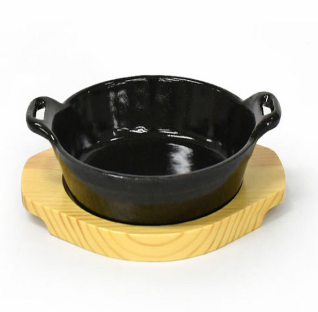 원형 철판 1인용주물팬, LM 웰빙 양손 원형 스테이크 대-목판