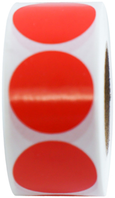 디어플레이스 컬러 롤스티커 500매 2.5cm, 1롤, 01.원형_레드