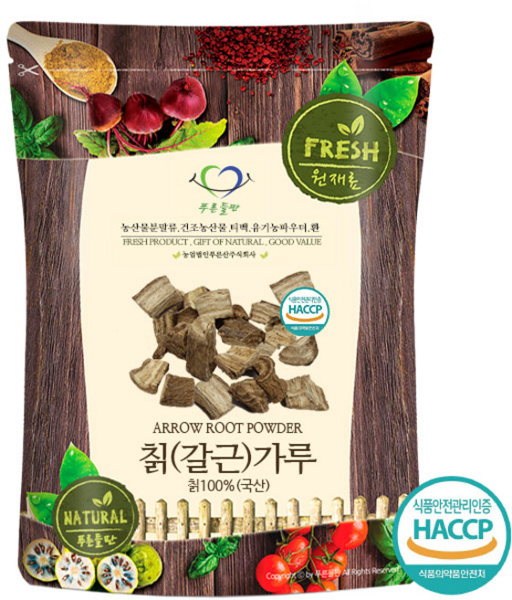 푸른들판 국내산 칡 가루 분말 100% 갈근 차 HACCP 인증, 1개, 500g