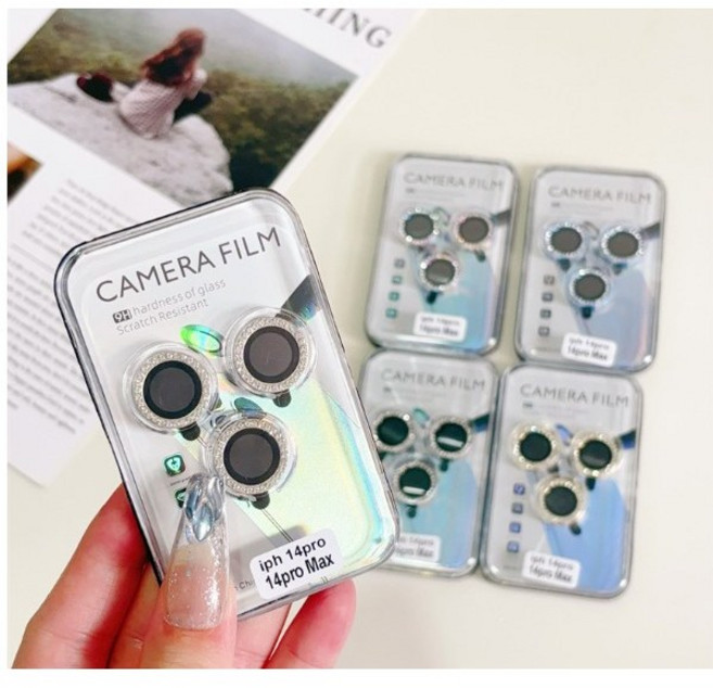 휴대폰 렌즈 링 큐빅 강화유리 실버칼라 SH1865RE, 1개