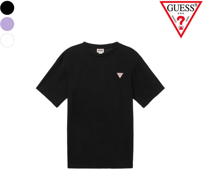 게스 GO 무테삼각 백로고 반팔티 MN2K1337