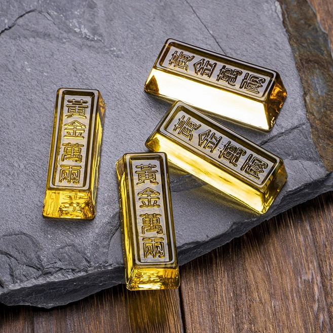 琉璃金條 黃金萬兩 招財擺飾 開運聚財 約6x2.2x1.2CM, 琉璃金條,正常款