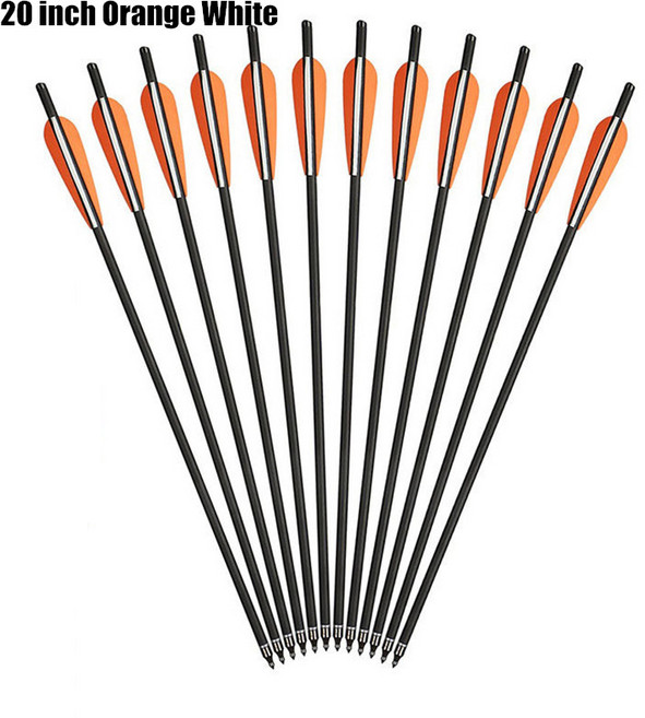 양궁 양궁 탄소 화살 석궁 볼트 반달 노크 탈착식 포인트 야외 사격 사격 7.5 20 22 인치, 07 20inch Orange White, 1개