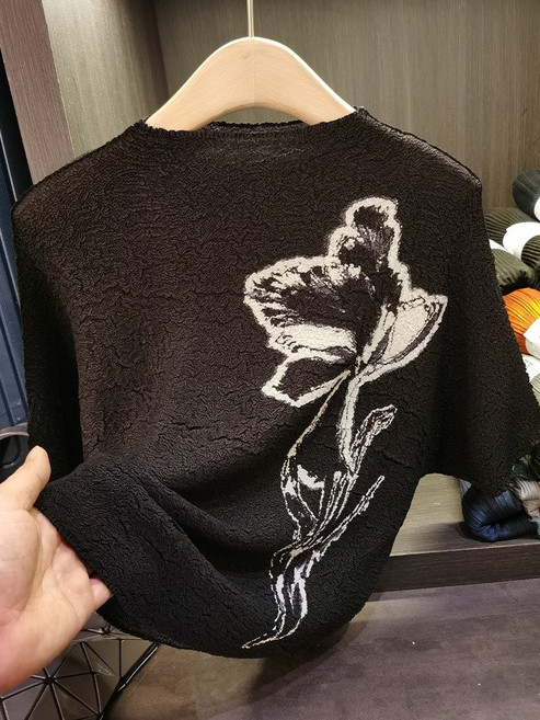 리몬 플리츠블라우스 반팔 반목 티셔츠 여름 주름옷 P046