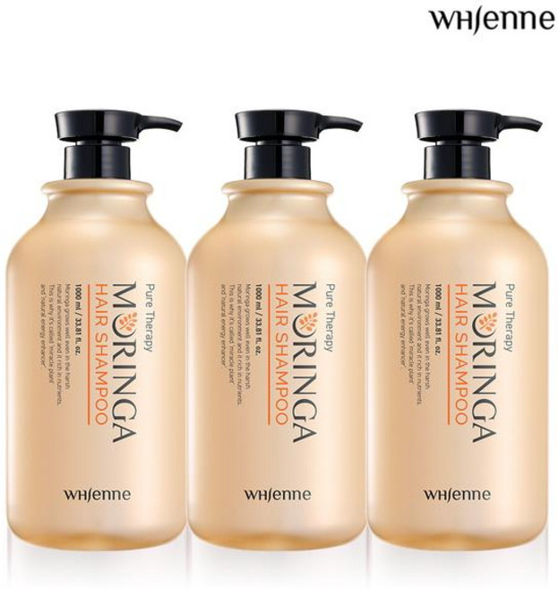 휘엔느 모링가 단백질 대용량 샴푸 1000ml x 3개/대용량 샴푸/모링가 샴푸/두피샴푸/천연샴푸/딥클렌징 샴푸/미용실 샴푸/자연유래샴푸/단백질샴푸/약산성 샴푸, 3개