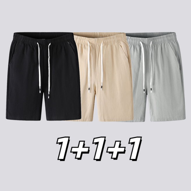 남자 반바지 편안한 면 린넨 밴딩 카고 여름용 반바지 3종 범록