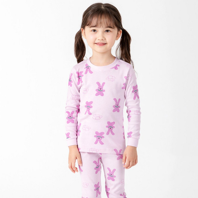 국내생산 유아 아동 바니인형 30수 후라이스 9부 내의 실내복 상하세트