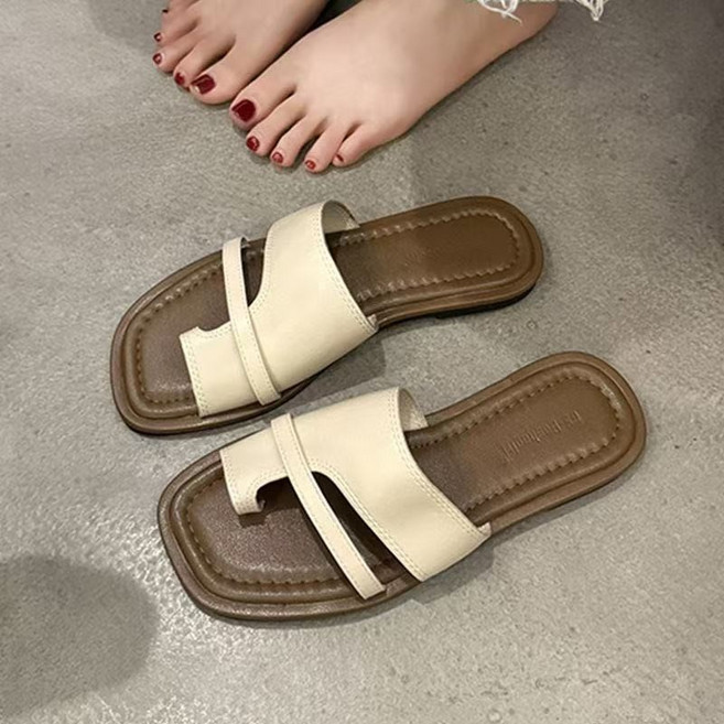 設計感平底羅馬涼拖鞋女夏季外穿夾趾拖鞋