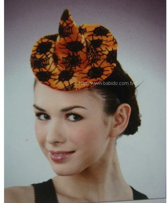 Babido 萬聖節巫婆帽髮箍 橘色蜘蛛網造型頭飾, 詳見包裝