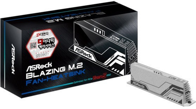 ASRock Blazing M.2 Gen5 팬 히트싱크 Type-1 디앤디컴 (실버), 1개