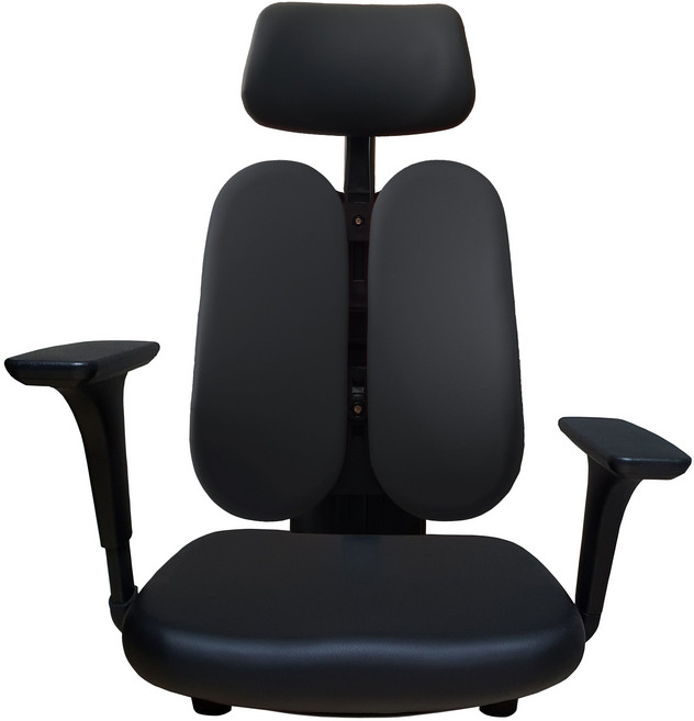 체어민 CM006 국산 5단 높이조절 팔걸이 좌식의자 듀얼 등받이 헤드형 발포방석, 01.블랙_가죽(006BK29BK)