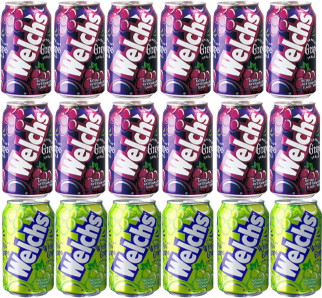 [안녕골목마켓]웰치스캔 2가지 세트_ 포도맛 12캔+청포도맛 6캔, 355ml, 18개