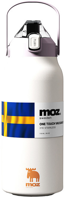 MOZ 스웨덴 나혼자산다 보온병 포스코 316 스텐 대용량 원터치 손잡이 보온보냉병 보온텀블러, 크림스노우, 1300ml, 1개