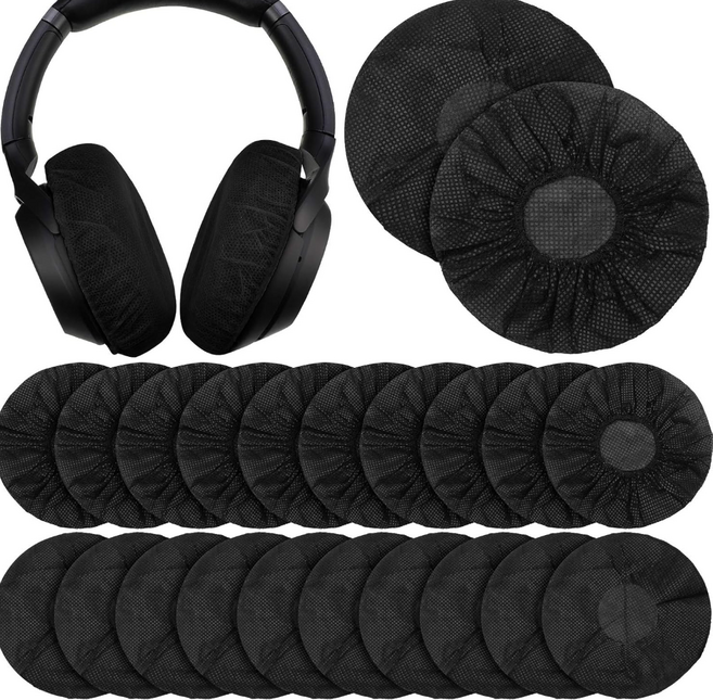 수량한정! 대용량 커버 일회용 헤드셋 헤드폰 보호 커버 덮개 100매 1개 호환, 블랙, 100개, 헤드셋 위생커버 블렉