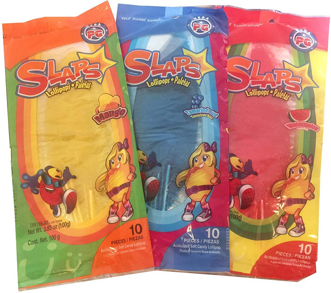 Slaps Mexican Lollipop Candy 슬랩스 접어먹는 사탕 수박 망고 타마린드 3개셋트 30 팩 토탈 90 개