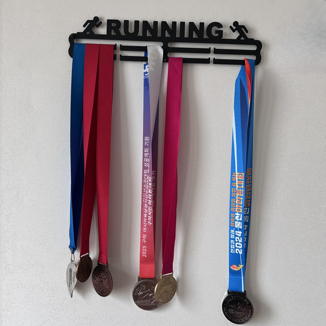 DIYFITNESS 스포츠 철인3종 수영 마라톤 메달정 거치대 진열 보관대 장식 무타공 홀더 메달걸이 8종 택일, 1세트, 러닝(RUNNING)