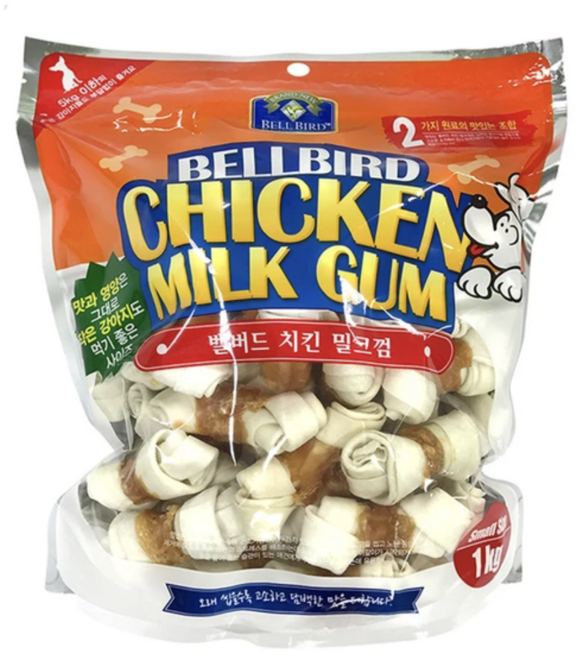 벨버드 치킨 밀크껌 1kg 코스트코 개껌 강아지 애견 간식 뼈다귀 대용량 덴탈껌, 스몰, 1개