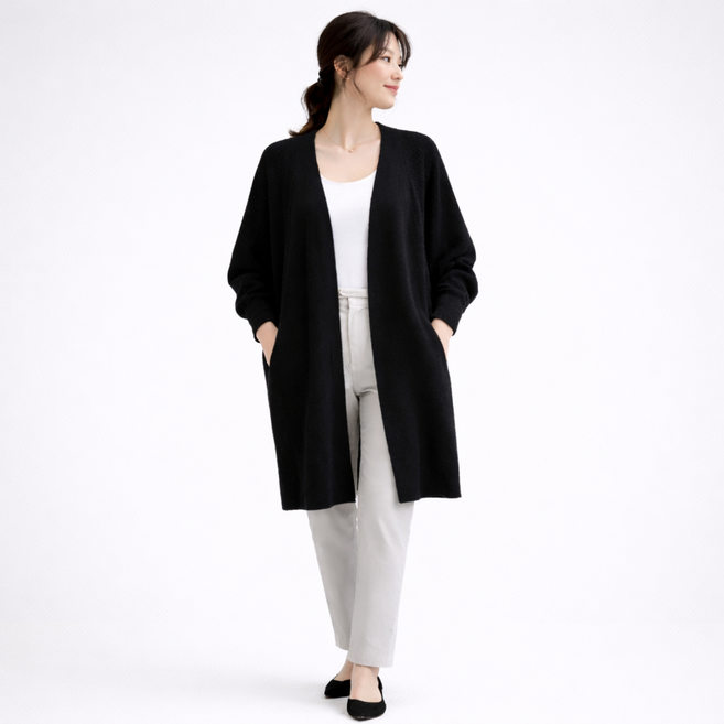 후암마켓 여성 루즈 가오리핏 롱 니트 가디건 스웨터