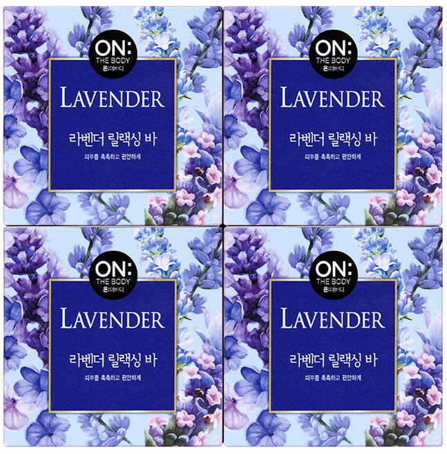 온더바디 더 내추럴 라벤더 릴랙싱 비누바, 90g, 4개