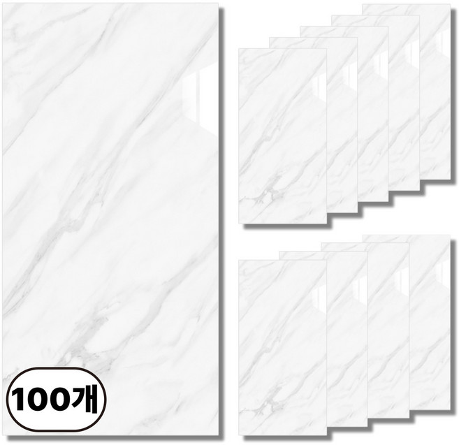 에이제이케이 붙이는 벽지 대형 접착식 폼블럭 데코 타일 대리석 타일시트지, 비앙코 화이트, 100개