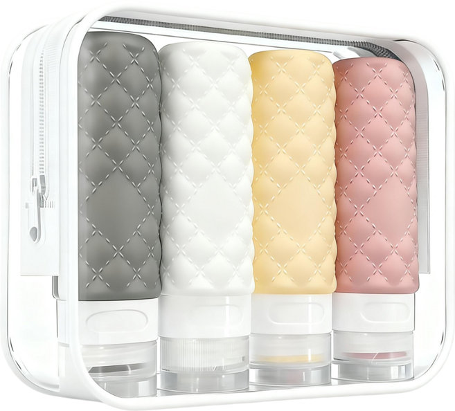 FANOOD 안전한 누출 방지 고급의 실리콘공병 여행용 공병 90ml 4P, 1세트, 혼합색상