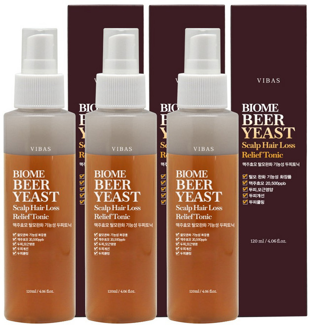 비바스 바이옴 맥주효모 스캘프 탈모완화 토닉, 120ml, 3개