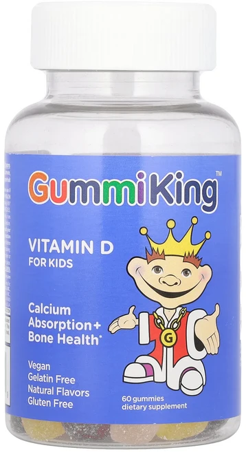 GummiKing 어린이용 비타민D 구미젤리 60개(구미젤리 1개당 7.5mcg), GummiKing어린이용비타민D구미젤리60개구미젤리1개 - 쿠팡