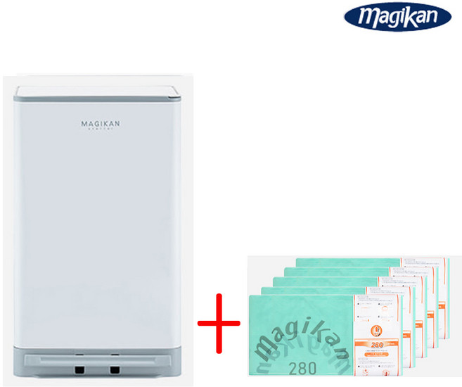 (리필총6개) 매직캔 휴지통 히포2 오토실링 27L 화이트 MH280WGA+280R5BC (리필5개)