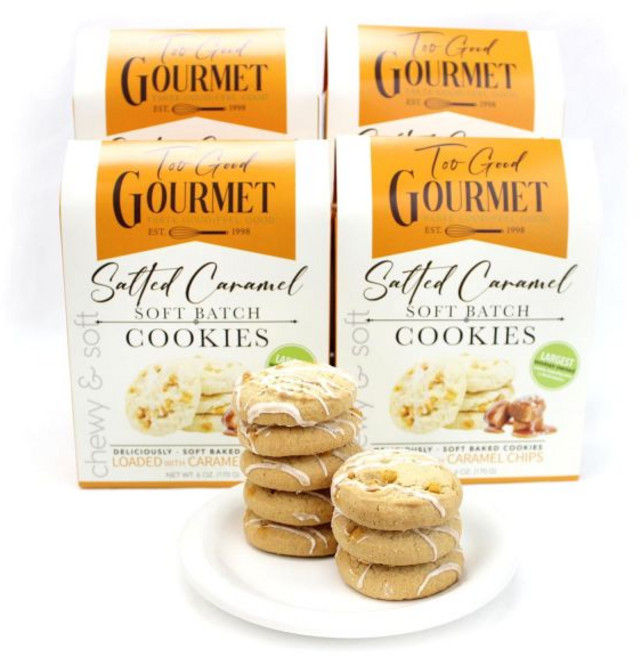 Too Good Gourmet 쿠키 과자 투 굿 구르메 소프트 배치 소금 캐러멜 에디션 4개입 저항할 수 없이 쫄깃한 생일 맛있고, 1개