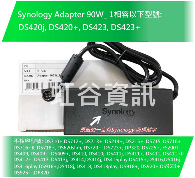 Synology 認證原廠 90W 變壓器 Adapter 90W_1, 1個